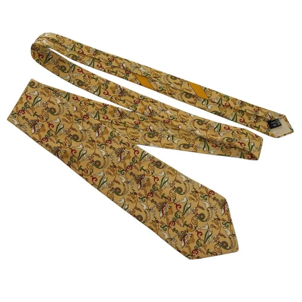 Salvatore Ferragamo Tie Mens 100% Silk Dolphins & Anchors Made in Italy Novelty